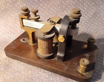 Rare Antique Telegraphy Equipment. Brass Telegraph Relay Sounder. Tested Functional. Good Condition. Late 1800's to Early 1900's.