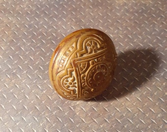 Elegant Stamped Brass Antique Victorian Door Knob Set. Late 1800's to Early 1900's Origin. Rare Hardware Knob. For Projects.