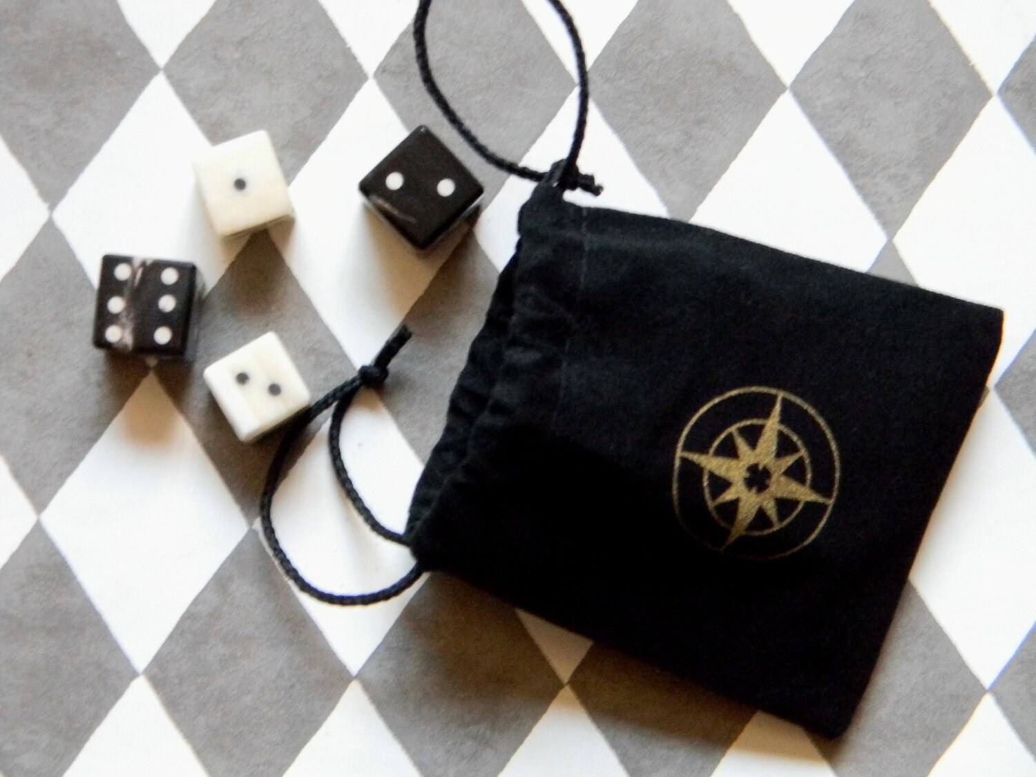 Steampunk Adventurer's Dice Bag. Handmade Bone and Horn Dice With