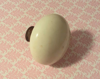 Elegant Glazed Porcelain Antique Victorian Door Knob. Late 1800's to Early 1900's Origin. Rare Hardware Knob.