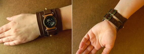 Antiqued Brass Steampunk Wrist Compass on Sturdy … - image 4