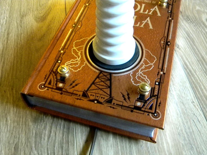 Handmade Nikola Tesla Inspired Steampunk Book Lamp. Lots of Etsy