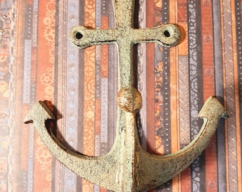 Rugged Elegance in this Cast Iron Anchor Shaped Hook. Antique Style Anchor for Coats, Clothes, Aprons, Scarfs & Hat, Etc.