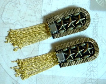 Fun Archaic Military Style Steampunk Costume Shoulder Epaulettes. Cool Steampunk Costume Parts & Accessories. Pair. Pick Silver or Gold.
