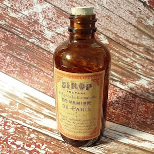 Charming Victorian Era Reproduction Medicine Bottle. Bottle w/Cork Stopper. Antique Apothecary Style Bottle. Unique Prop Decor!
