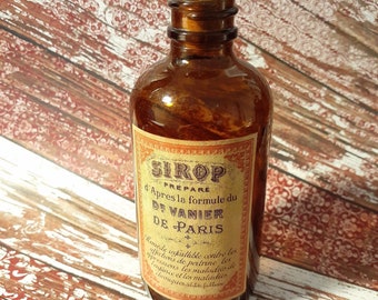 Charming Victorian Era Reproduction Medicine Bottle. Bottle w/Cork Stopper. Antique Apothecary Style Bottle. Unique Prop Decor!