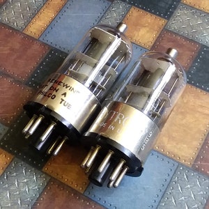 Cool Pair of Vintage Vacuum Tubes In Very Good Condition for Makers, Upcyclers, and Steampunk Crafters. Untested. Model 12Q7 GT.