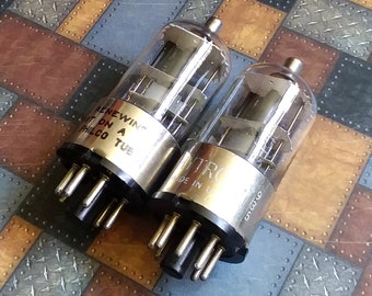Cool Pair of Vintage Vacuum Tubes In Very Good Condition for Makers, Upcyclers, and Steampunk Crafters. Untested. Model 12Q7 GT.