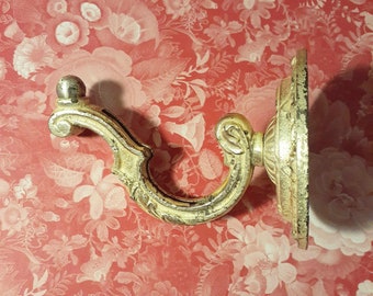 Large Vintage Metal Wall Hook. Elegant & Impressive. 3.5 Inch Height and 6.5 Inch Extension. Only 1 Available. Enjoy!