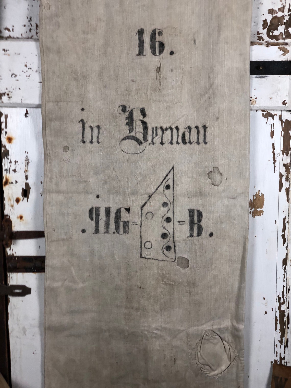 Antique German Grain Sack grainsack 2 Sided. Patchy Etsy