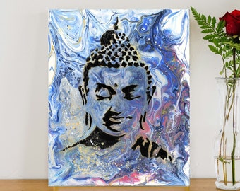 Buddha Painting Original Artwork / Abstract Buddha Spiritual Art meditation / Yoga Painting Buddha Art Poured Acrylic painting