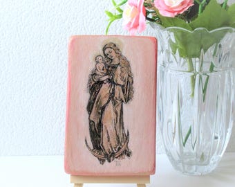 天上の聖母子像木製イコン：バチカン祝福カトリック美術 - Etsy 日本