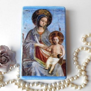 Virgin Mary and Child Icon: Fra Angelico Catholic Art Plaque