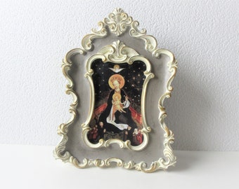 Christian icon Madonna print in Baroque Frame / Holy Mary Catholic picture frame / Collectible picture frame / Catholic Art / Catholic gifts