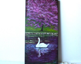 Original Swan painting Oil on Canvas Original Artwork Modern Wall Decor