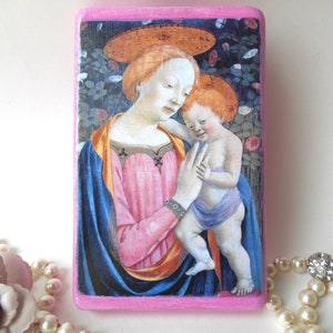 Saint Mary Christian Icon / Handmade Wooden icon Plaque / Handmade Catholic Gift