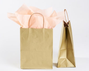 25 Metallic Gold Gift Bags with Handles