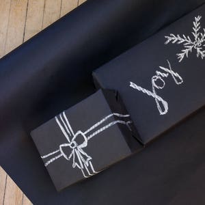 Matte Black Gift Wrap 15 feet Chalkboard Paper Roll Black Kraft Paper Matte Black Wrapping Paper Roll Personalized Gift Wrap image 2