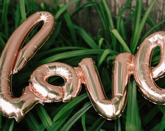 LOVE Balloon Rose Gold | Air Fill Love Script Balloon in Metallic Rose Gold | Large Balloon | Wedding Balloon | Engagement Balloon