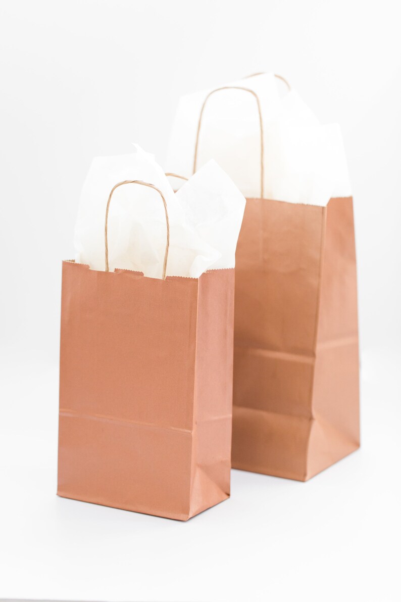 50 Rose Gold Gift Bags with Handles for Wedding Guests Etsy