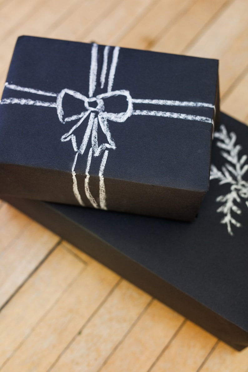 Matte Black Gift Wrap 15 feet Chalkboard Paper Roll Black Kraft Paper Matte Black Wrapping Paper Roll Personalized Gift Wrap image 6