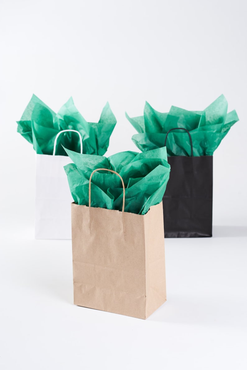 50 Bulk Kraft Paper Gift Bags with Handles size Cub Etsy