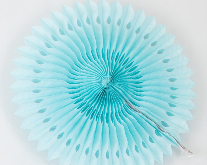 Light Blue Paper Fan 12 Inch Etsy