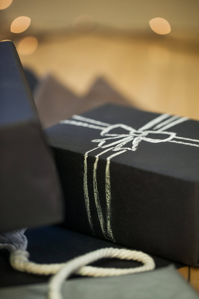 Matte Black Gift Wrap 15 feet Chalkboard Paper Roll Black Kraft Paper Matte Black Wrapping Paper Roll Personalized Gift Wrap image 5