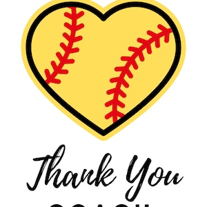 Printable Softball Coach Thank You Card