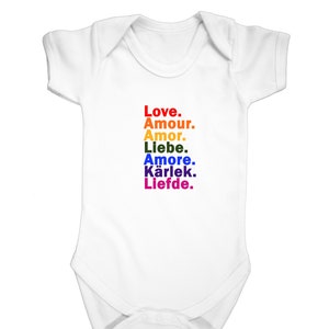 Rainbow Love Wins Baby Bodysuit. High Quality Super Soft Cotton Baby Grow . Stylist Print in Short Sleeve. LGBTQ Pride.