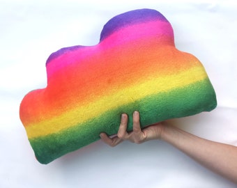 Rainbow Cloud Pillow, Soft Fleece Nursery Decor