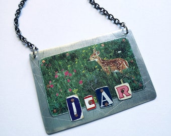 Dear deer recycled metal pendant