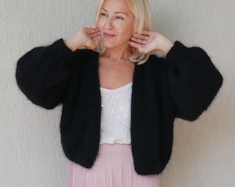 80s Black Mohair Cardigan / Northridge Cardigan / Vintage 80s Black Mohair Cardigan / Northridge Cardigan / Vintage