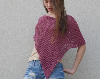 Hand Knitted Cotton Poncho: Boho Summer Wedding Cover-Up
