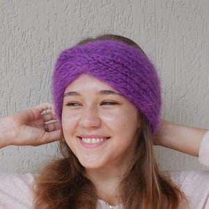 Mohair Ear Warmer, Women Headband Earwarmers, Hand Knit Headband, Hand Knitted Earwarmer, Winter Accessories, Spring Fall Outfit, Gift Ideas image 1