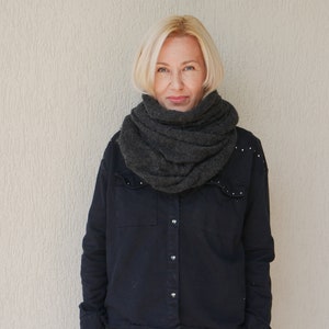 Kid Mohair thin scarf Dark gray charcoal men Soft Scarf Shawl Scarf For Women Accessories image 3