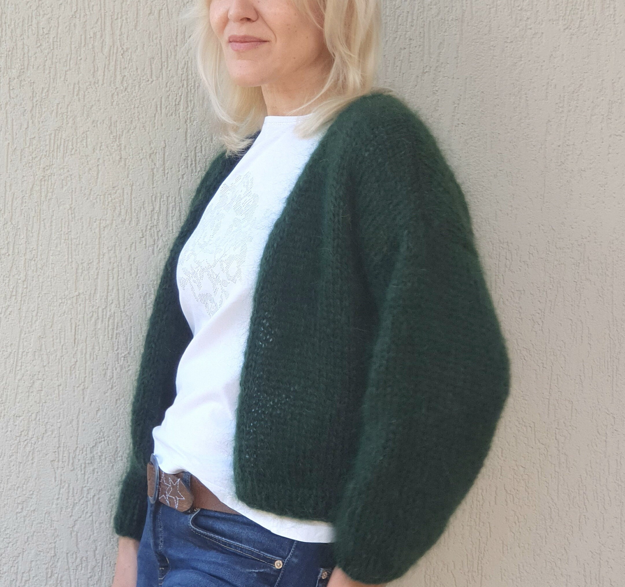 BIBIY. MOHAIR CARDIGAN グリーン ジャケット・アウター