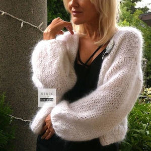 White cardigan Fluffy Mohair, Open Front Cardigan, XXL Loose Knit Sweater, Sweaters for women, Cape for women, Oversized Cardigan