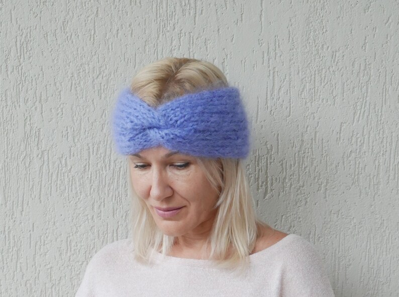 Mohair Ear Warmer, Women Headband Earwarmers, Hand Knit Headband, Hand Knitted Earwarmer, Winter Accessories, Spring Fall Outfit, Gift Ideas image 4