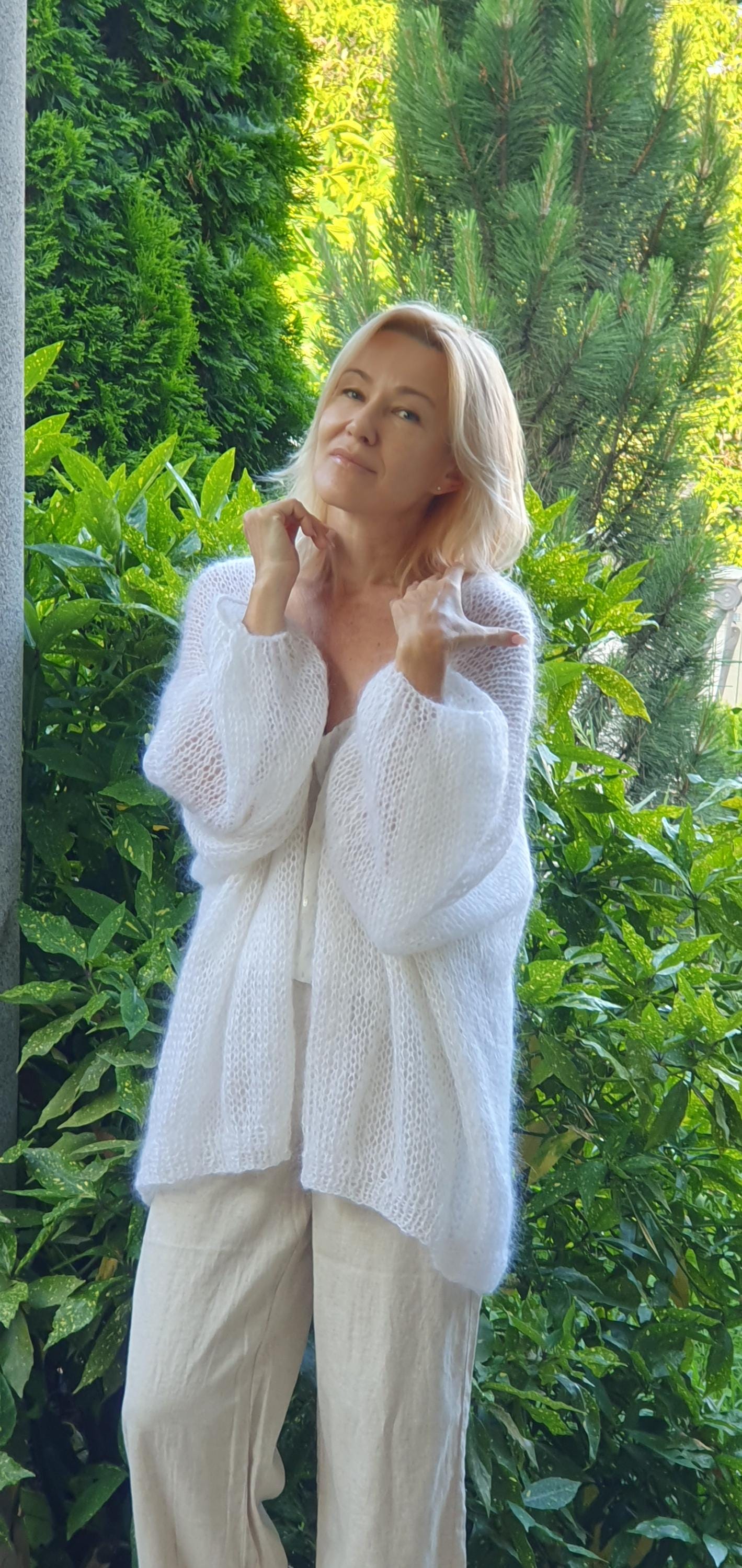 Mohair Blend Knit Cardigan: Lightweight Summer Cover Up - Etsy