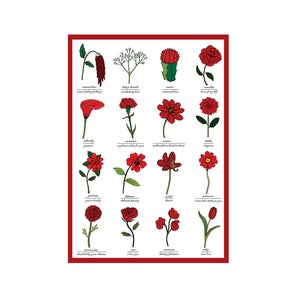 Flowers Of Love - Valentines Day Greetings Card - Red Flowers - Symbols Of Love - Relationship - Engagement - Wedding - Anniversary