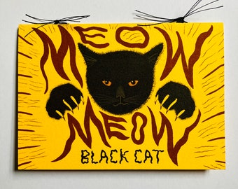 Meow Meow Black Cat - A Nightmare Rhyme - Publication d'un livre d'artiste à petite presse - Halloween Horror