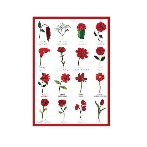 Flowers Of Love Valentines Day Greetings Card Red Flowers Symbols Of Love Relationship Engagement Wedding Anniversary