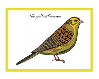 Carte de voeux interactive pour oiseaux chanteurs Yellowhammer - carte oiseaux de jardin - campagne britannique et vie sauvage - animation QR code - nouveauté