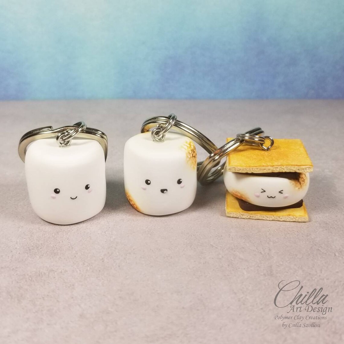 Cute marshmallow or S'mores keychain best friends Etsy.de