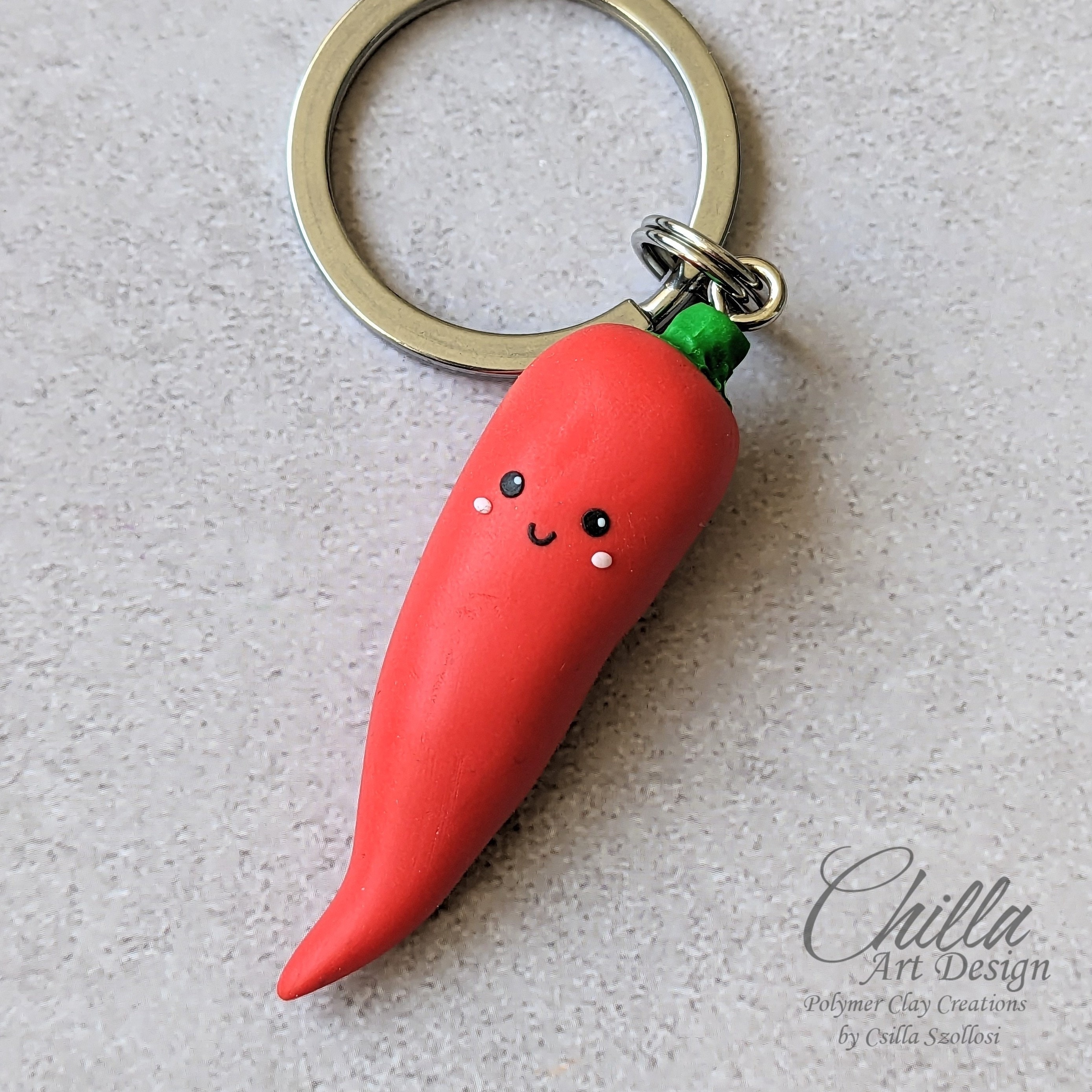 Chili Pepper Polymer Clay Keyring, Cute, Father's Day, Best