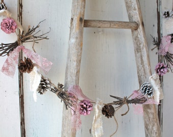 Pinecone Garland, Easter Garland, Rustic Decor, Easter Decor, Christmas Garland, Baby Shower Garland, Mantle Garland, Wedding Decoration