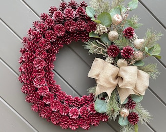 Pinecone Wreath, Holiday Door Wreath, Christmas Wreath, Winter Wreath, Holiday Wreath, Traditional Holiday Wreath