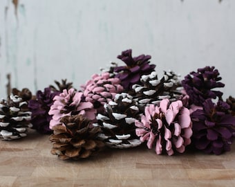 Handpainted Natural Pinecones, Christmas Rustic Woodland Decor
