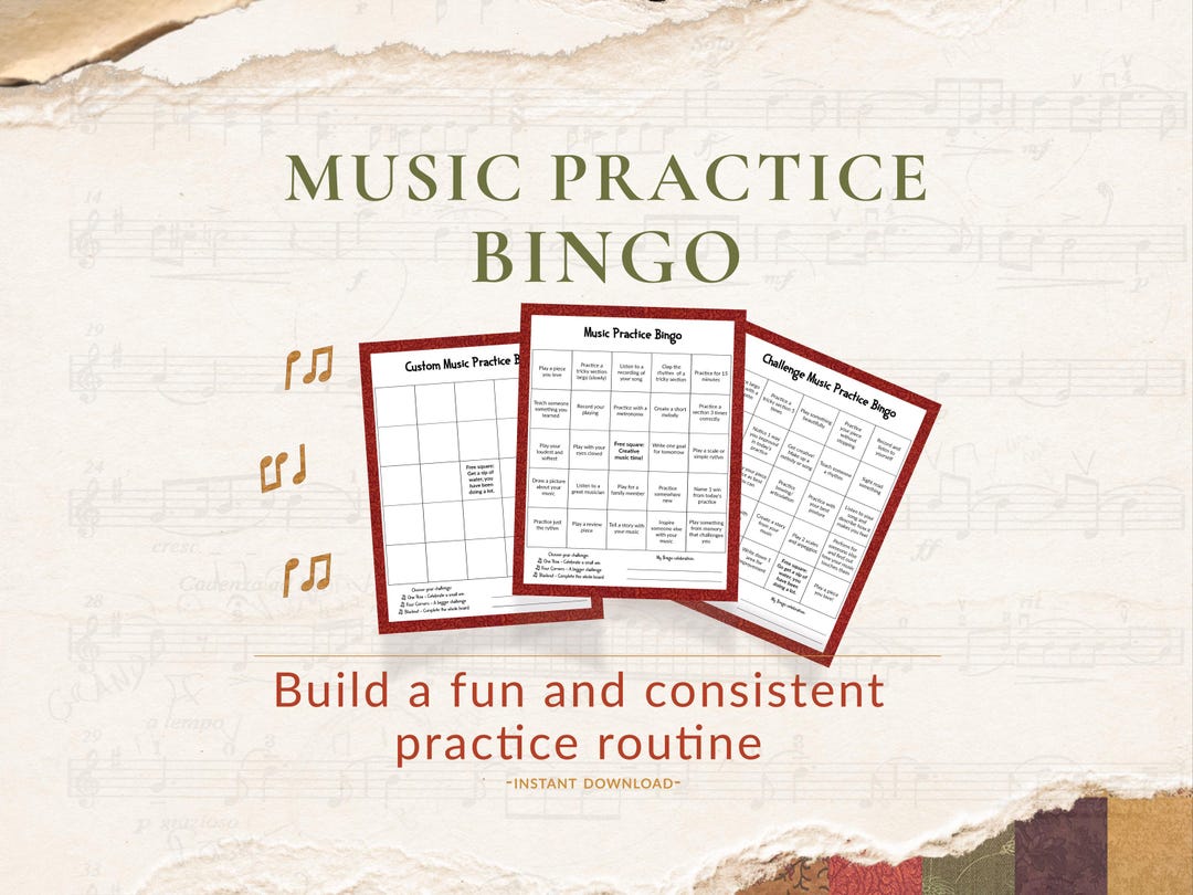 Music Practice Bingo for Kids | Printable Music Game, Practice ...